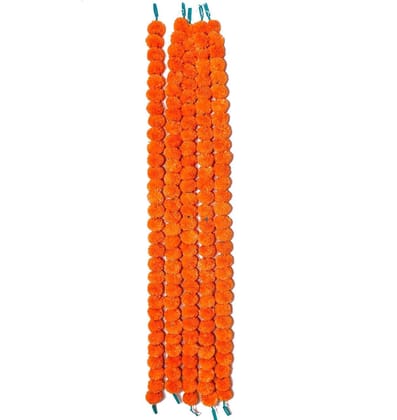 Rudra Artificial Marigold Flowers Garland for Diwali, Pooja Room, Ganpati ,Home Decore Orange Marigold Artificial Flower (140 cm, Pack of 5, Garlands)