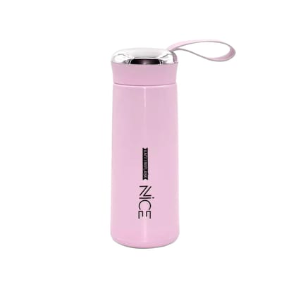 Nice Vacuum Flask, 17oz Stainless Steel Water Bottle with Leakproof Lid, Double Wall Travel Mug for Hot and Cold Drinks, Pink