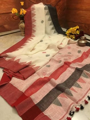 AWESOME LINEN COTTON PRINTED SAREE -1690