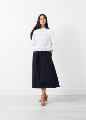 Wide Stripe Sweater-Small / White
