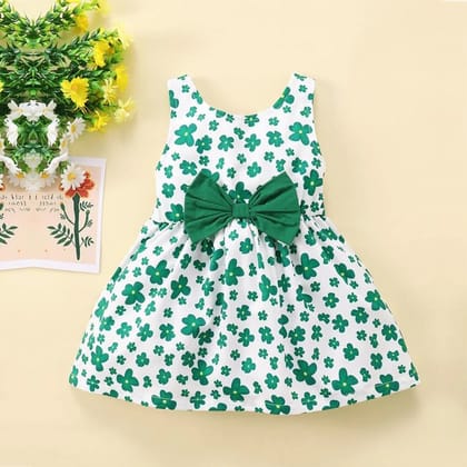 BabyGirl's Cotton Green Floral Frocks & Dresses for Kids.-3 to 4 Year