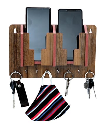 OM JEWELRY Handmade Wooden Wall Mounted Mobile Stand, Holder for Mobile Phone with Charging Slot (Y33, 2Mob. Stand)