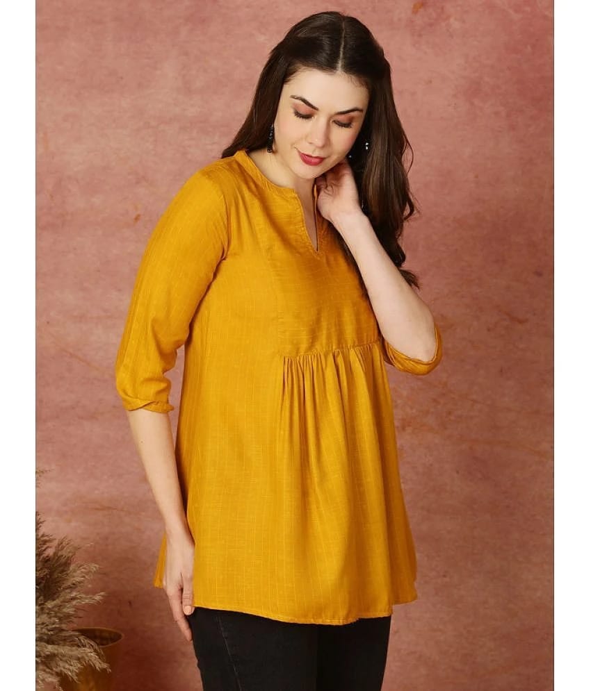 Antaran Rayon Solid Straight Womens Kurti - Yellow ( Pack of 1 ) - None