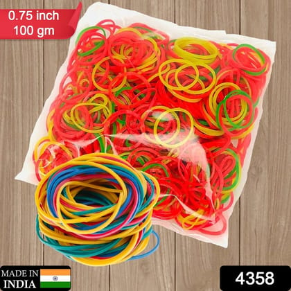 RUBBER BAND FOR OFFICE/HOME AND KITCHEN ACCESSORIES ITEM PRODUCTS, ELASTIC RUBBER BANDS, FLEXIBLE REUSABLE NYLON ELASTIC UNBREAKABLE, FOR STATIONERY, SCHOOL MULTICOLOR-0.75 Inch 100 Gm