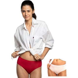Ashleyandalvis Bamboo Micro Modal, Anti Bacterial, Skinny Soft, Premium Hipster Women Hipster Pink, Red Panty (Pack Of 2 )