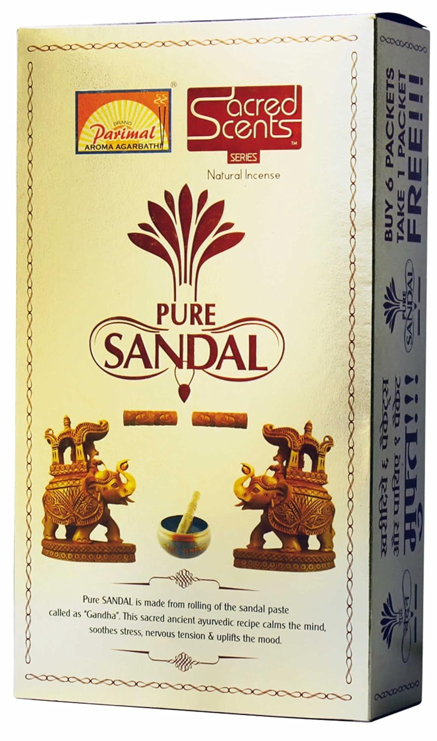 Parimal Sacred Scents Natural Sandal Incense Sticks (24 GMS) Export Quality Product - Pack of 6