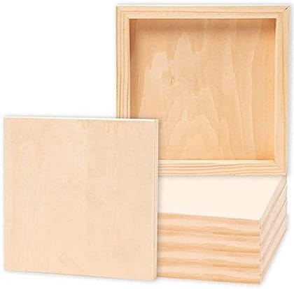 AmericanElm Pack of 6 Wooden Canvas Wood panel Painting (8 x 8 x 0.8 Inches) Panel Boards for Indoor and Outdoor Painting, Drawing, Wooden Canvas for Arts and Crafts.