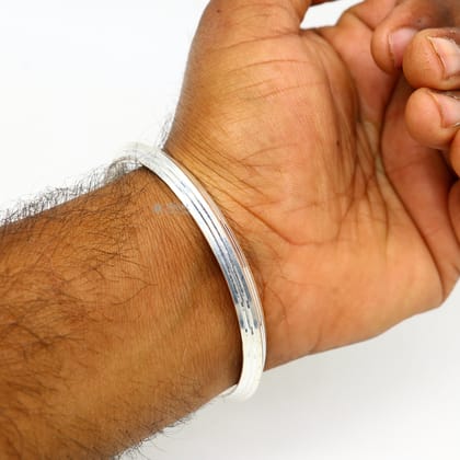 Solid 925 sterling silver handmade punjabi sikha bangle bracelet kada, all sized men's or girl's bangle kada daily use jewelry nsk789-2-6 or 2.375 inches