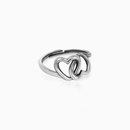 Oxidised Silver Interlinked Heart Ring
