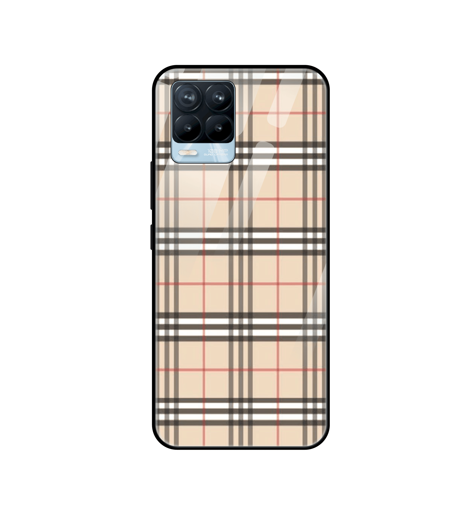 Yellow Checks - Glass Case For Realme Models-Realme 6