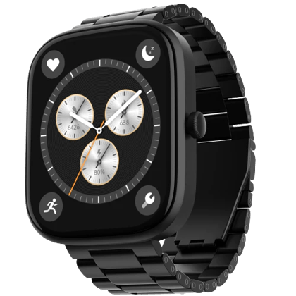boAt Ultima Prism | Smartwatch with 1.96" (4.97cm) AMOLED Display, BT Calling, 700+ active modes, Watch Face Studio Steel Black