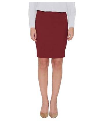 N-Gal Poly Cotton Pencil Skirt - Maroon - None
