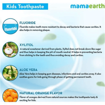 Mamaearth Orange Toothpaste For Kids 4+, 50 gm Tube