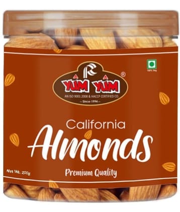 YUM YUM 100% Natural Californian Almonds Badam 200 g Jar