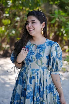 Anjali flower print cotton dress-S