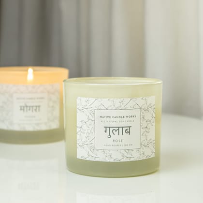 Gulab Scented Candle (Indian rose)- 100% Soywax-Single