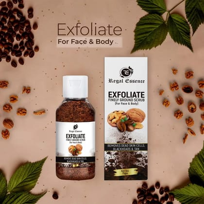 Regal Essence Exfoliate Face & Body Dry Srcub | Coffee & Walnut | Best Tan & Dead Skin Removal Scrub  (75 g)