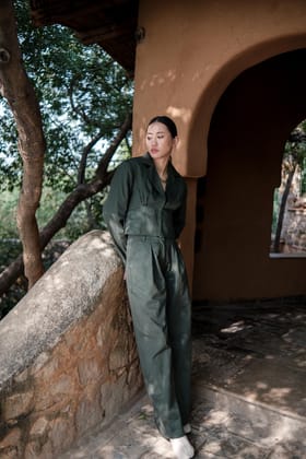 Friday Flared Pants Forest Green-XS