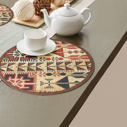 Mona B Set of 2 Printed Mosaic Placemats, 13 INCH Round, Best for Bed-Side Table/Center Table, Dining Table/Shelves (Mosaic)