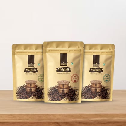 Continental Malgudi | Malabar + Araku + Coorg - Each 200g| Roast & Ground Coffee Powder | Filter Coffee | 100% Coffee-600g
