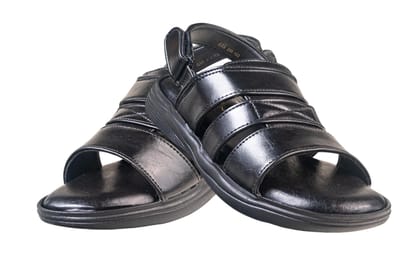 Titas Gents Black Sandal (Gs S 250103)-Black / D. Grey / 5