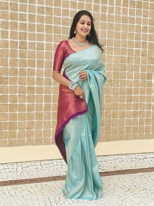 Ethnic Motifs Woven Design Zari  Banarasi Saree