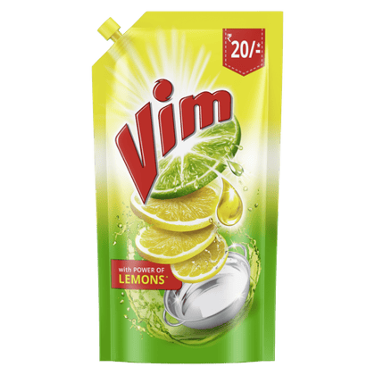 Vim Dishwash Liquid Lemon, 140 ml Pouch