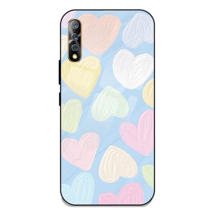 Pastel Hearts - Glass Case For Vivo Models-Vivo S1