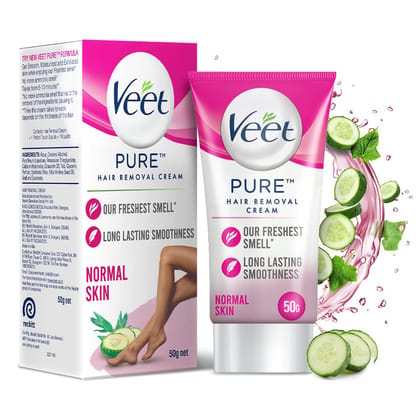 Veet Pure Hair Removal Cream For Women With No Ammonia Smell, Normal Skin, Suitable For Legs, Underarms, Bikini Line, Arms, 50G(Savers Retail)