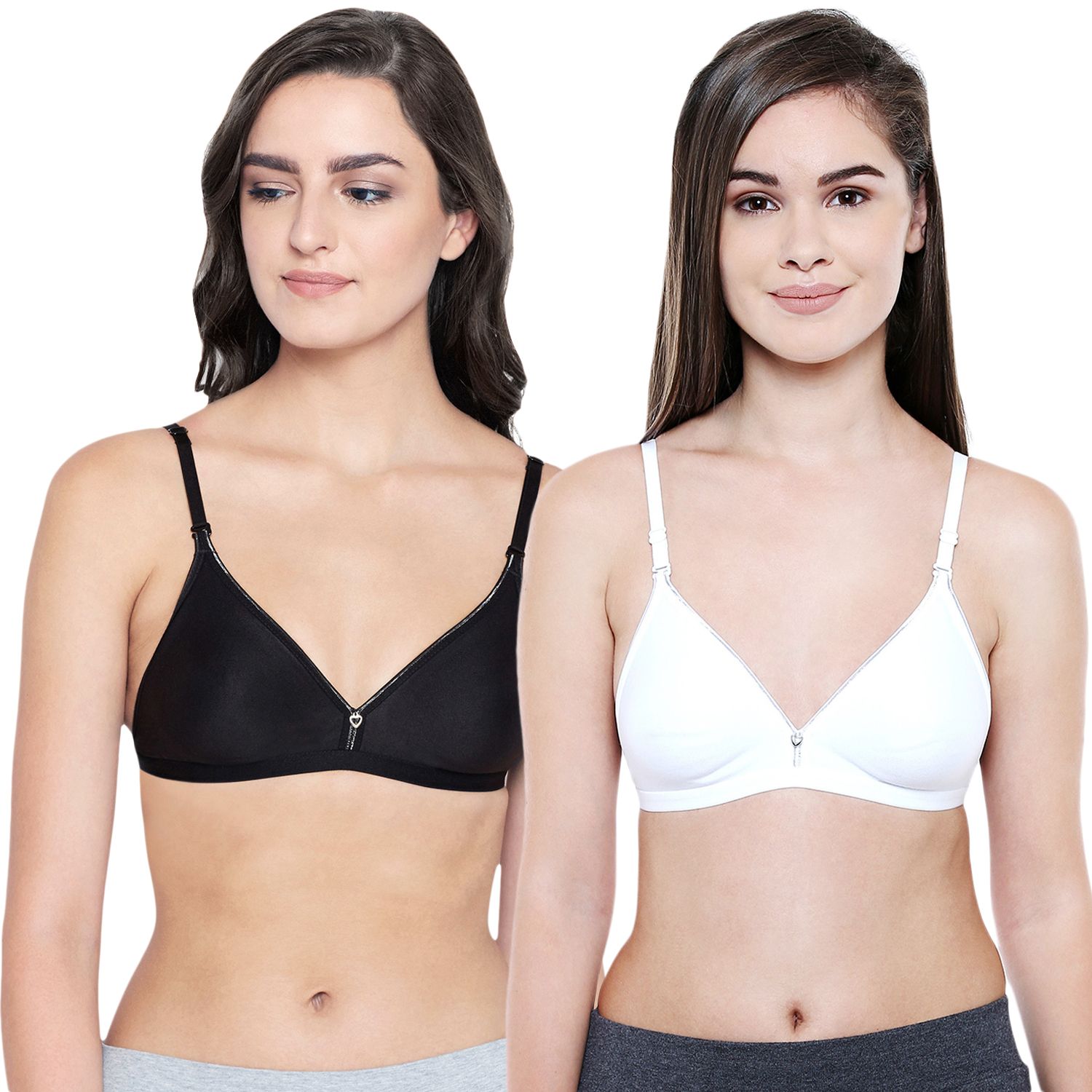 Bodycare Women Cotton Full Coverage Non Padded Regular Bra Pack - 2 E5580BW-BLACK-WHITE