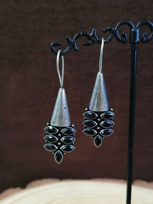 Lightweight Silver Look-Alike Hook Earrings for Everyday Elegance | Sarichka-Black