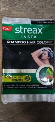Streax Insta Shampoo hair colour natural Black 