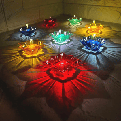 3D Diyas™ | Colourful 3D Reflection LED Water Sensor Diya Set (Pack of 6/12/24)-Pack of 12 - for ₹699
