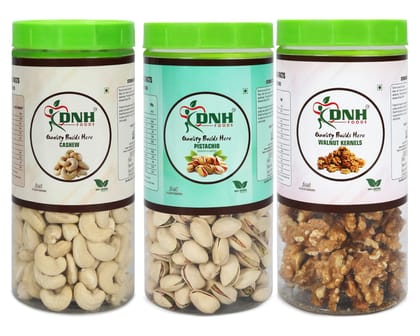 DRY FRUITS COMBO 450 GRAMS PACK 150G X 3 PC CASHEW PISTACHIO WALNUT Omega-3 Rich Supports Brain Health Energy Booster