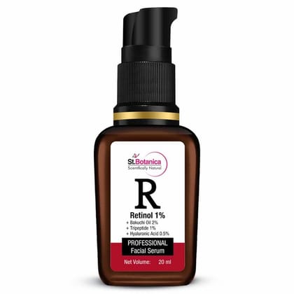 Retinol 1% + Bakuchi Oil 2% + Hyaluronic Acid 0.5% Professional Face Serum, 20ml