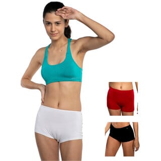 AshleyandAlvis Micro Modal, Anti Bacterial, Skinny Soft, Premium Boyshorts Women Boy Short Black, White, Red Panty  (Pack Of 3)