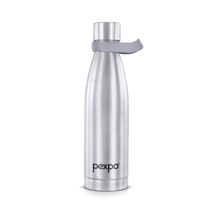Pexpo Stainless Steel Hot and Cold Vacuum Insulated Flask, 500ml, Silver, Evok | Lightweight & Keeps Drinks Hot/Cold for 24+ Hours