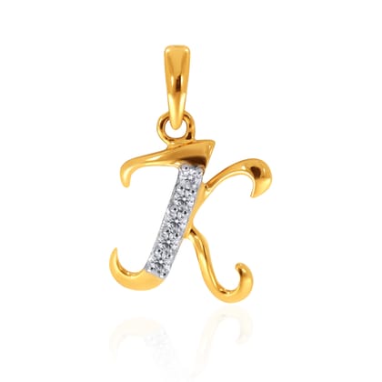 Senco Gold 18K Yellow Gold K Alphabet Diamond Pendant (Gold Wt- 0.8 g/Ct-0.04/HI-SI)