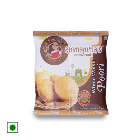 Ammamma's Easy2Cook Whole Wheat Poori, 300 gm Pouch