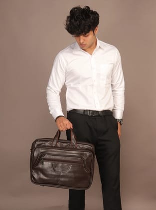 Professional Perfection: Men's Solid Office Laptop Bags - Sleek Style for Workday Efficiency-tan