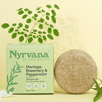 Moringa, Rosemary & Peppermint Shampoo Bar (For Itchy & Flaky Scalp)-80g