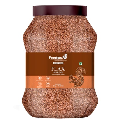 Feedsco Flax Seeds 2 Kg - Alsi Seeds | Flax Seeds for Hair Growth | Raw Seeds for Eating | Source of Iron & Dietary Fibre | Rich in Protein