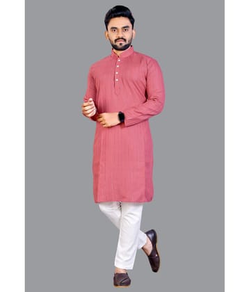 YUG ART - Light Pink Cotton Blend Regular Fit Mens Kurta Pyjama Set ( Pack of 1 ) - None