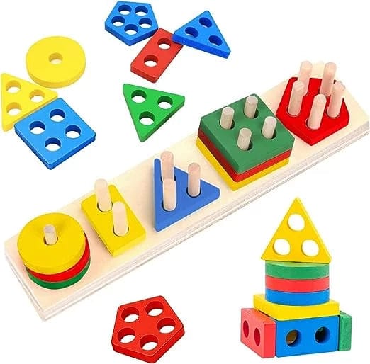 Wooden Sorting & Stacking Toys, Gift for Babies