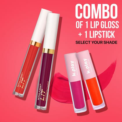 K.Play Flavoured Lipgloss + LIT Liquid Matte Lipstick Exclusive Combo