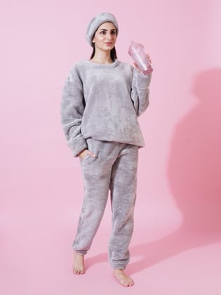Light Gray Teddy Winter-Wear Set-M