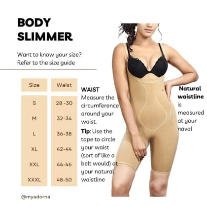 ADORNA Body Slimmer for Women: Full Body Firm Compression Shapewear Bodysuit for Tummy Control