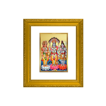 DIVINITI Brahma Vishnu Mahesh Gold Plated Wall Photo Frame| DG Frame 101 Wall Photo Frame and 24K Gold Plated Foil| Religious Photo Frame Idol For Prayer(15.5CMX13.5CM)
