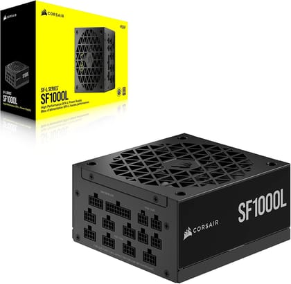 Corsair SF1000L Fully Modular Low-Noise SFX Power Supply - ATX 3.0 & PCIe 5.0 Compliant - Quiet 120mm PWM Fan - 80 Plus Gold Efficiency - Zero RPM Mode - 105°C-Rated Capacitors - Black 