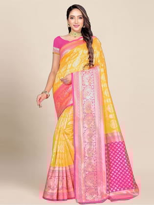 Ethnic Motifs Woven Design Zari Banarasi Saree